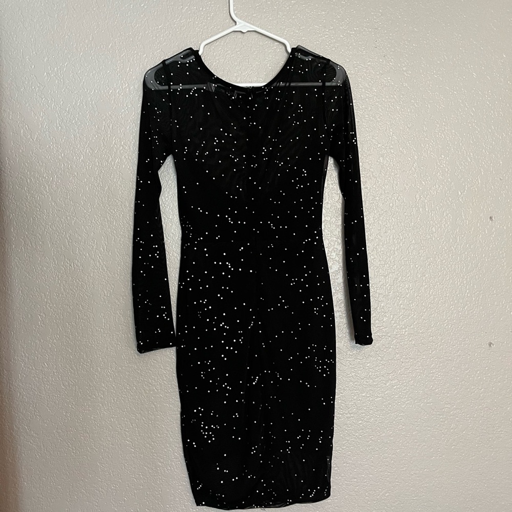 Hello Molly Black Sheer dress with Silver Dots Size 10